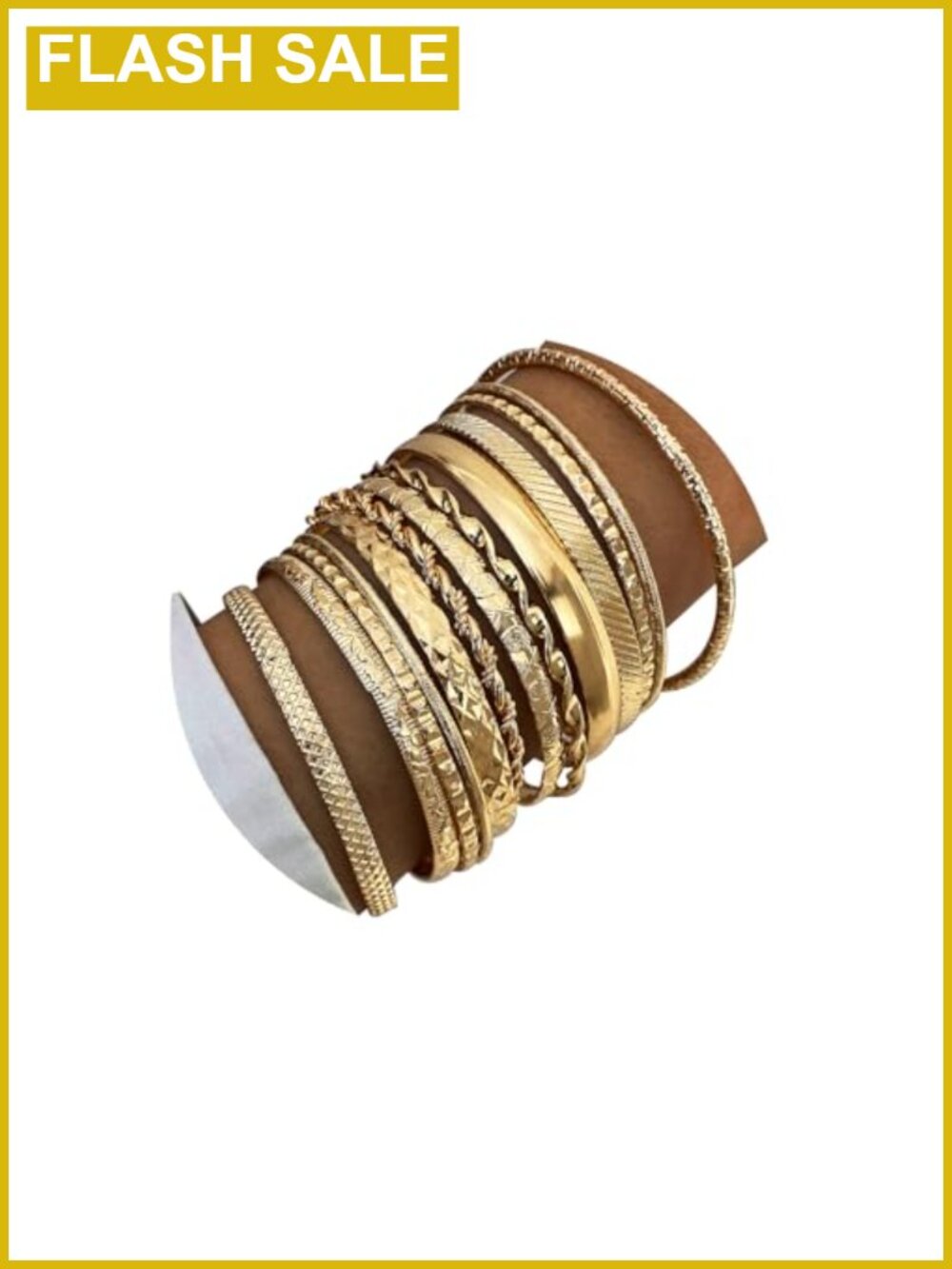 13 Pcs 14K Gold Plated Chunky Bangle Bracelet Set for Women Stackable